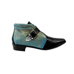 Bota Masculina Em Couro Camaleão Com Preto