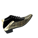 Bota Masculina Em Couro Dourado Escamado Com Preto