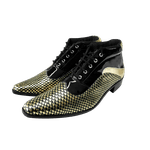 Bota Masculina Em Couro Dourado Escamado Com Preto