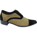 Sapato Masculino Em Couro Social Executivo Bege Coffe & Milk Veneza Collection Ref: 553
