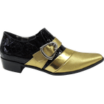 Sapato Masculino Em Couro Social Executivo Prata Dourado El Camino Veneza Collection Ref: 552