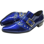 Sapato Masculino Em Couro Social Executivo Azul Pencil Veneza Collection Ref:535