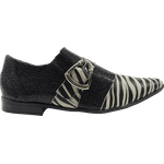 Sapato Masculino Em Couro Social Executivo Branco Black Zebra Veneza Collection Ref:374