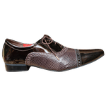 Sapato Masculino Italiano Em Couro Social Executivo - Preto - Dark Red Ref: 1016
