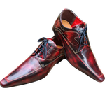 Sapato Masculino Italiano Em Couro Social Executivo - Vermelho - Flame Ref: 1015