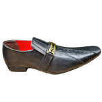 Sapato Masculino Italiano Em Couro Social Executivo - Preto - Black Button Ref: 1025