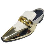 Babuche Masculino Dubai Em Couro Social Executivo Em Couro - Dourado - Golden Snake Ref: 677