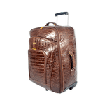 Mala De Viagem Em Couro Croco Marrom Jumbo Ali Ref: 992
