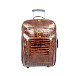 Mala De Viagem Em Couro Croco Marrom Jumbo Ali Ref: 992