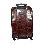 Mala De Viagem Em Couro Croco Marrom Voyage Dillon Ref: 941