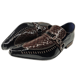 Sapato Masculino Em Couro Social Executivo Marrom Brown Croco Veneza Collection Ref: 7044