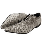 Sapato Masculino Em Couro Social Executivo Branco White Croco Veneza Collection Ref: 7045