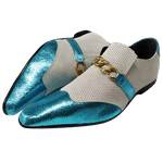 Sapato Masculino Em Couro Social Executivo Azul Cyan Parfum Veneza Collection Ref: 7048