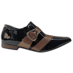 Sapato Masculino Em Couro Social Executivo Marrom Cobre Metal Snake Veneza Collection Ref: 7051