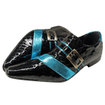 Sapato Masculino Em Couro Social Executivo Preto Blue Strips Veneza Collection Ref: 7055