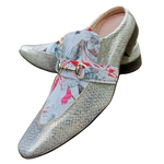 Babuche Masculino Dubai Em Couro Social Executivo Em Couro - Prata - Silver Flower Ref: 809
