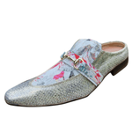 Babuche Masculino Dubai Em Couro Social Executivo Em Couro - Prata - Silver Flower Ref: 809
