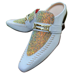 Babuche Masculino Dubai Em Couro Social Executivo Em Couro - Branco - Glitter Blank Ref: 811