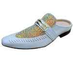 Babuche Masculino Dubai Em Couro Social Executivo Em Couro - Branco - Glitter Blank Ref: 811