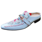 Babuche Masculino Dubai Em Couro Social Executivo Em Couro - Branco - Colorful Florest Ref: 814