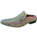 Babuche Masculino Dubai Em Couro Social Executivo Em Couro - Azul - Glitter Ref: 2000