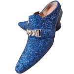 Babuche Masculino Dubai Em Couro Social Executivo Em Couro - Azul - Glitterblue Ref: 2006