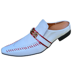 Babuche Masculino Dubai Em Couro Social Executivo Em Couro - Branco - Red Strips Ref: 2014 Outlet