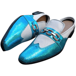 Babuche Masculino Dubai Em Couro Social Executivo Em Couro - Azul - Modal Ref: 2028