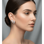 Trio Argola Redonda Cravejada Zirconias Banhada a Prata