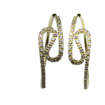 Brinco Argola Semi Curvo Ouro Amarelo 18K cravado com 74 diamantes de 1.00 ponto