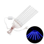 Cortina Chuva De Meteoro Snow Fall Led Azul Sequencial C/ 2 Metros e C/8 Tubos 50cm Cada Bivolt