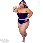 Conjunto Premium Cropped Tomara Que Caia Calcinha Fio Duplo Gota Vermelho Preto