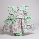 BODY VESTIDO BABY-LISTRA VERDE E LAÇOS 