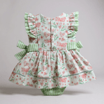 BODY VESTIDO BABY-LISTRA VERDE E LAÇOS 
