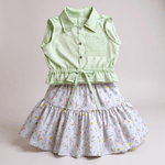Conjunto Cecilia floral listras verde