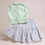 Conjunto Cecilia floral listras verde