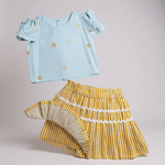 CONJUNTO SHORT SAIA LUIZA-ESTRELA E LISTRA DOURADA