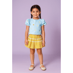 CONJUNTO SHORT SAIA LUIZA-ESTRELA E LISTRA DOURADA