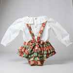 CONJUNTO ROMPER BLUSA LAÇOS-ZADREZ CORAÇÃO