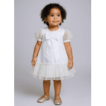 Vestido Thais tuly bordado -branco