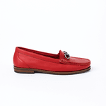 Mocassim Feminino Clássico em Couro Cor Vermelho OUTLET