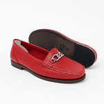 Mocassim Feminino Clássico em Couro Cor Vermelho OUTLET