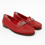 Mocassim Feminino Clássico em Couro Cor Vermelho OUTLET