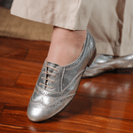 Oxford Feminino Clássico em Couro Prata