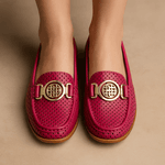 Mocassim Feminino Clássico em Couro com Fivela cor Pink