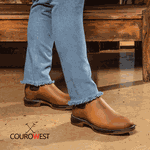 BOTA WORK JUMP BICO REDONDO COURO HIDROFUGADO CARAMELO 