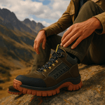 Bota Masculina Adventure Cano Médio em Couro Legítimo - Verde Oliva