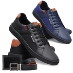 Combo 2 Pares de Sapatenis Vegas + Carteira e Cinto - Azul e Preto