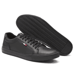 Sapatênis Masculino All Black com Elástico Couro Vegano - Preto