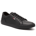 Sapatênis Masculino All Black com Elástico Couro Vegano - Preto